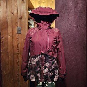 Pulse Burgundy & Black Floral Snowboarding Jacket Youth size 7/8